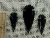 3 arrowheads black obsidian for earrings & pendant set ae245 