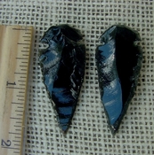  Pair of obsidian arrowheads for making custom jewelry ae178 