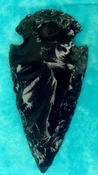  4.90" black obsidian spearhead reproduction black obsidian O340 
