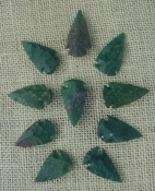 10 arrowheads dark green stone points replica arrow heads sp37 