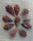  10 browns & red. arrowheads reproduction arrow bird points ks340 
