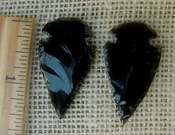  Pair of obsidian arrowheads for making custom jewelry ae141 