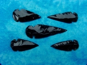  5 obsidian spearheads reproduction black arrowheads O62 