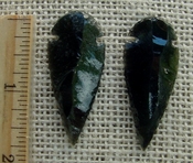  Black obsidian arrowheads pair for making custom jewelry ae203b 