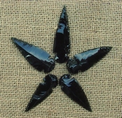 5 obsidian arrowheads reproduction black arrowheads O28 