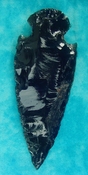  4.27" black obsidian spearhead reproduction black obsidian O348 