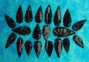  20 obsidian spearheads reproduction black arrowheads O3 