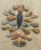  24 stone arrowheads 1 spearhead bulk arrowheads earthy ms17 