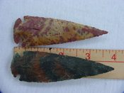  2 spearheads collections 3 3/4 inch reproduction jasper x497 