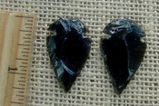  Pair of obsidian arrowheads for making custom jewelry ae202 