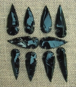  10 obsidian arrowheads reproduction black arrowheads O79 
