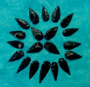  20 obsidian arrowheads replica 2"-2 1/2" black arrowheads ob123 