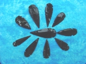  10 obsidian arrowheads reproduction black spearheads o40 