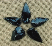  5 obsidian arrowheads reproduction black arrowheads O59 