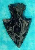  3.76" black obsidian spearhead reproduction black obsidian 0386 