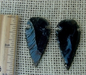  Pair of obsidian arrowheads for making custom jewelry ae176 