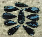  10 obsidian arrowheads reproduction black arrowheads O15 