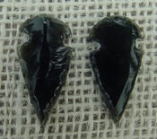  1 pair arrowheads for earrings black obsidian replica sa402 