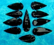  10 obsidian arrowheads reproduction black spearheads o52 