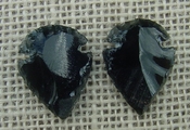  1 pair arrowheads for earrings black obsidian replica obe64 