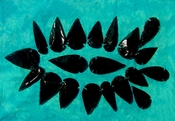  20 obsidian arrowheads reproduction 2"-3" black arrowheads ob113 