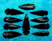  10 obsidian arrowheads reproduction black spearheads o85 