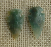  1 pair arrowheads for earrings stone green replica point ae65 