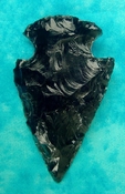  2.98" black obsidian spearhead reproduction black obsidian O336 