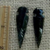  Pair of obsidian arrowheads for making custom jewelry ae221a 