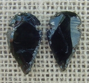  1 pair arrowheads for earrings black obsidian replica obe84 