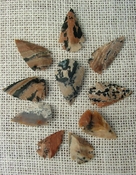  10 striped & spotted multi colors reproduction arrowheads ks535 