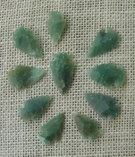  10 green arrowheads transparent stone replica arrow heads sp20 