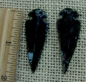  Pair of obsidian arrowheads for making custom jewelry ae168 