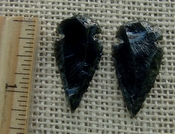  Pair of obsidian arrowheads for making custom jewelry ae195 