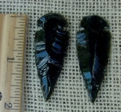  Pair of obsidian arrowheads for making custom jewelry ae162 