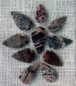  10 arrowheads with spots spotted reproduction bird points ks497 