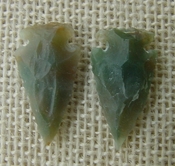  1 pair arrowheads for earrings stone green replica point ae63 