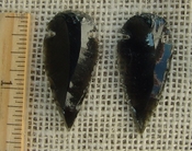  Black obsidian arrowheads pair for making custom jewelry ae186 