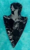  3.64" black obsidian spearhead reproduction black obsidian 0364 
