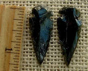  Pair of obsidian arrowheads for making custom jewelry ae200 