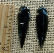  Black obsidian arrowheads pair for making custom jewelry ae2113 