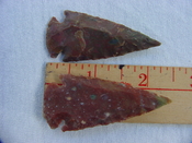  2 reproduction arrowheads 2 1/4 inch jasper arrow heads z162 
