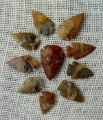  10 browns & tan arrowheads reproduction arrow bird points ks569 