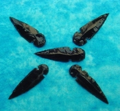  5 obsidian arrowheads reproduction black spearheads O27 