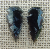  1 pair arrowheads for earrings black obsidian replica obe95 