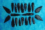  20 obsidian spearheads reproduction black arrowheads O45 