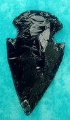  3.76" black obsidian spearhead reproduction black obsidian O351 
