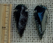  Pair of obsidian arrowheads for making custom jewelry ae149 