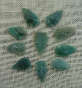  10 green arrowheads transparent stone replica arrow heads sp45 