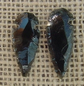  1 pair arrowheads for earrings black obsidian replica obe9 